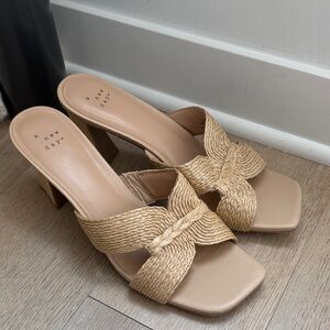 A New Day Tan Woven Strap Heels
